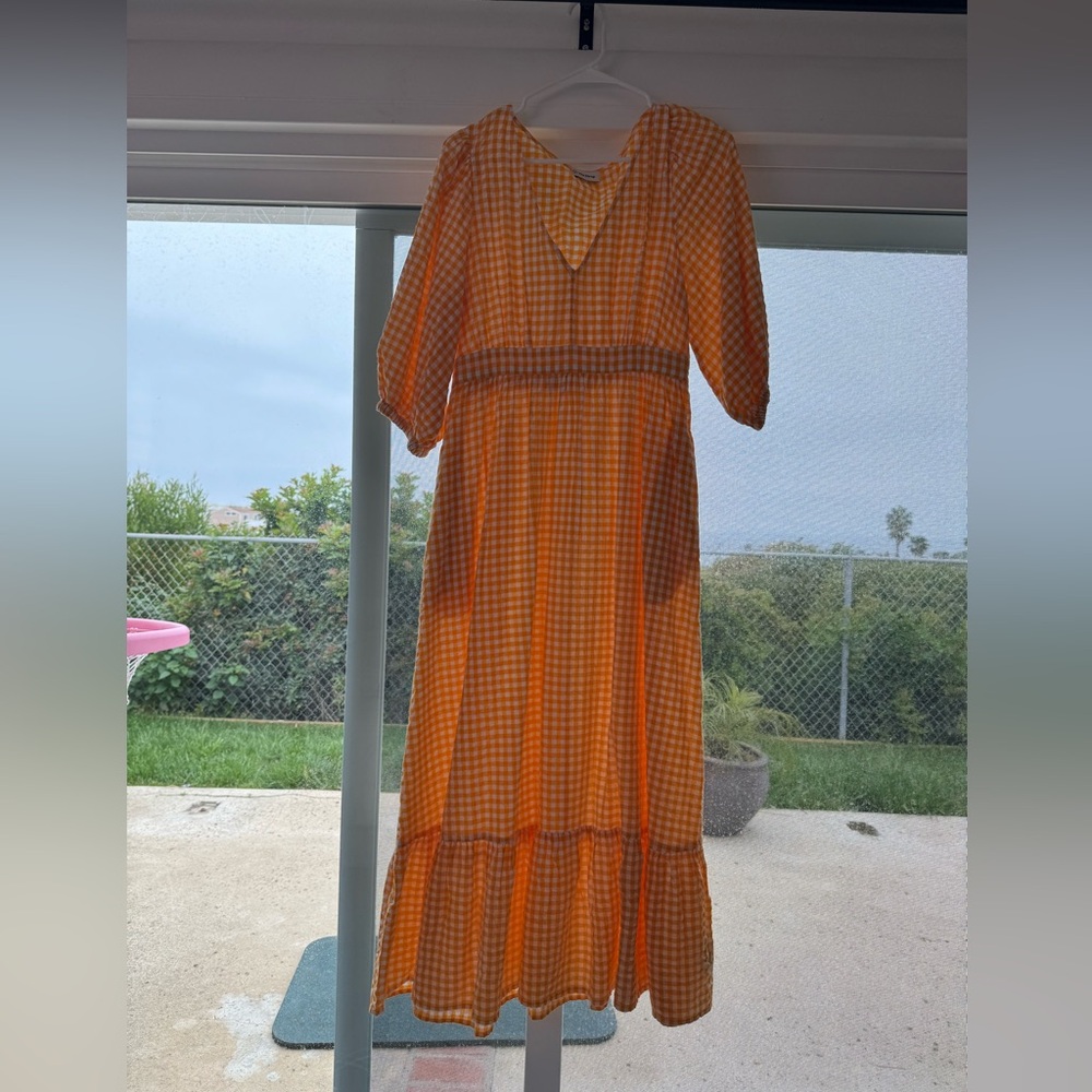 Gingham Yellow Midi Dress size M